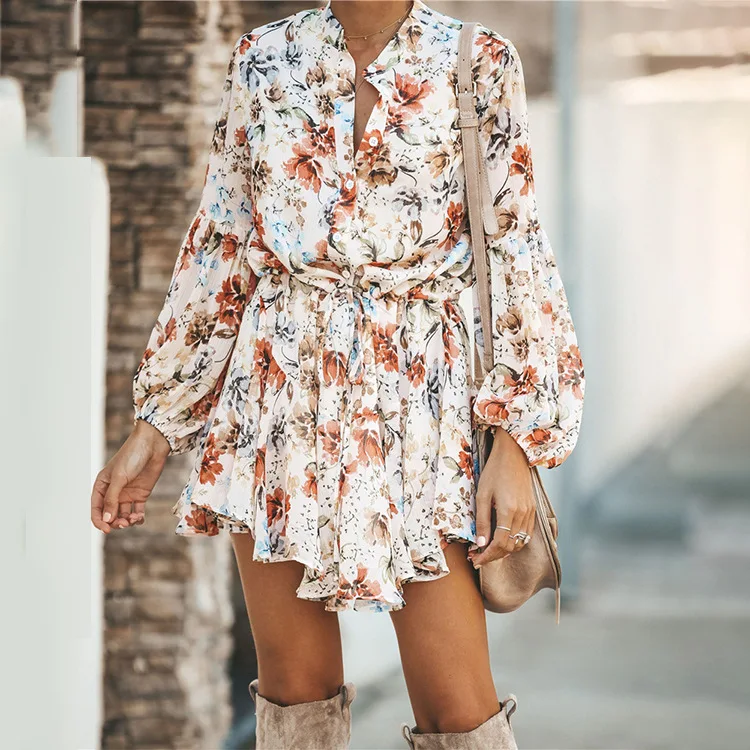 Autumn Long Sleeve Floral Women Bohemian Beach Casual Dresses Lace-up Slim Waist Elegant Ladies Holiday Mini Short Dress Clothes
Autumn Long Sleeve Floral Women Bohemian Beach Casual Dresses Lace-up Slim Waist Elegant Ladies Holiday Mini Short Dress Clothes