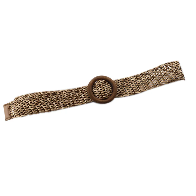 Summer Ladies Wide Braided Woven Straw Waist Belt With Round Wooden Buckle Belts For Women Dress
Summer Ladies Wide Braided Woven Straw Waist Belt With Round Wooden Buckle Belts For Women Dress