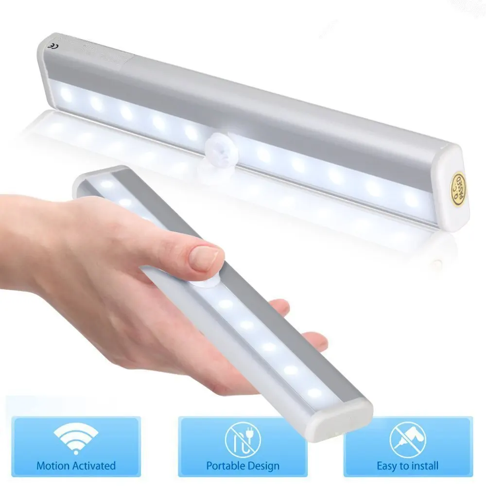 LED PIR Motion Sensor Closet Cabinet Light Lamp 10LEDs for Wardrobe Cupboard Closet Kitchen Lighting Led Night Light
LED PIR Motion Sensor Closet Cabinet Light Lamp 10LEDs for Wardrobe Cupboard Closet Kitchen Lighting Led Night Light