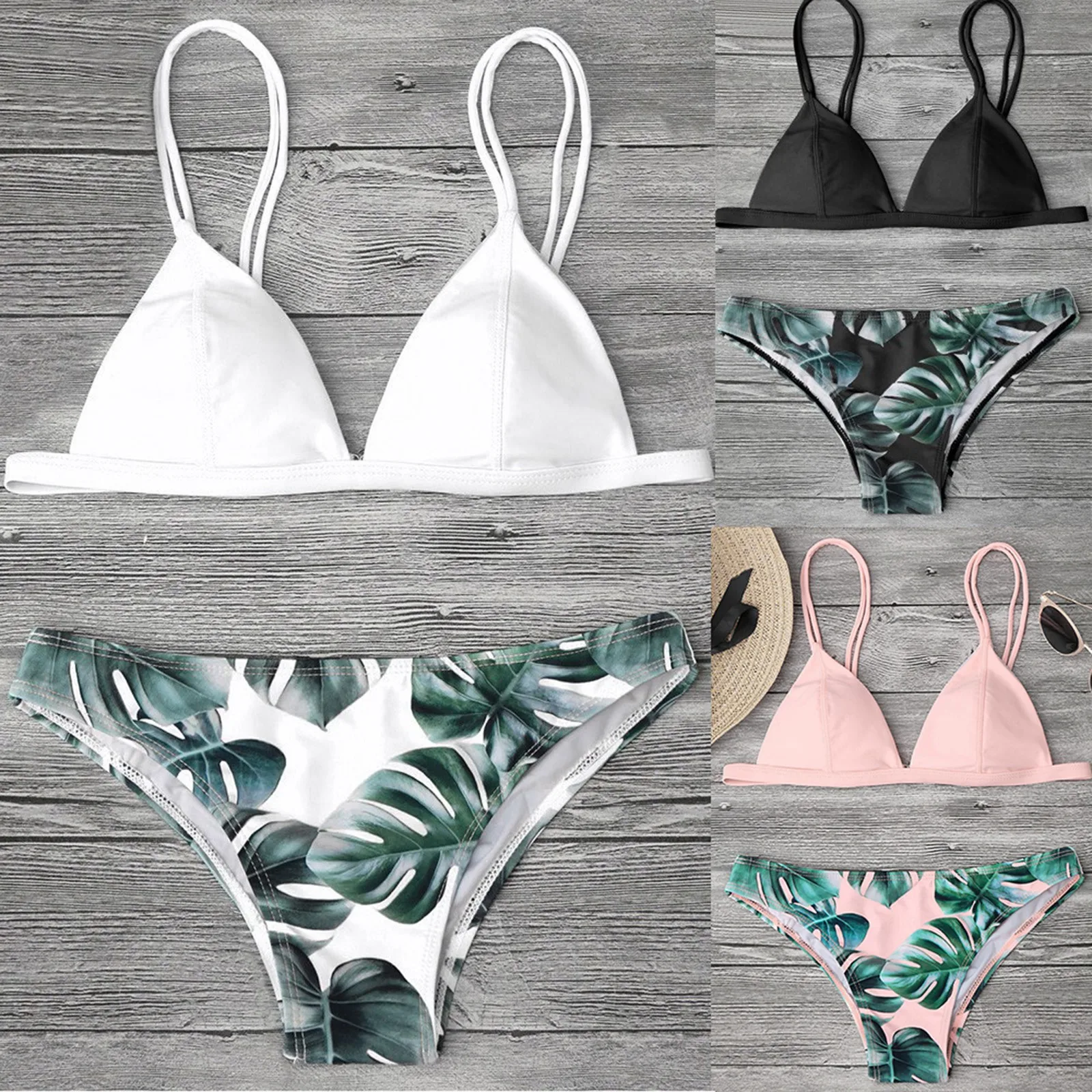 Bikini Print Swimsuit Swimwear Beachwear Leaves Bathing Women Set Push-Up Padded Swimwears Tankinis Set
Bikini Print Swimsuit Swimwear Beachwear Leaves Bathing Women Set Push-Up Padded Swimwears Tankinis Set