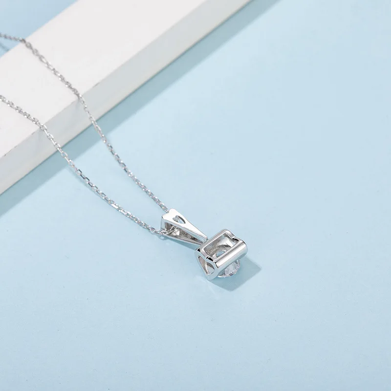 925 Sterling Silver 1 Ct D Color Moissanite Pendant Necklace Classic Excellent Cut Diamond for Women Party | Украшения и
