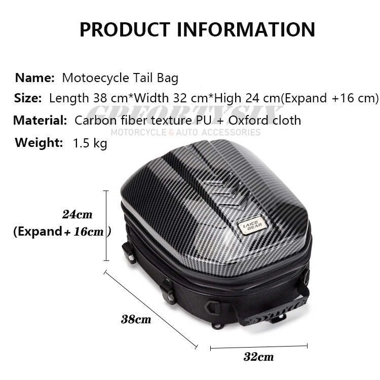 Waterproof Motorcycle Back Seat Bags Carbon Fiber Dain Motocross Luggage Tank Bags Hard Shell Helmet Bag Moto Riding Trunk Box
Waterproof Motorcycle Back Seat Bags Carbon Fiber Dain Motocross Luggage Tank Bags Hard Shell Helmet Bag Moto Riding Trunk Box