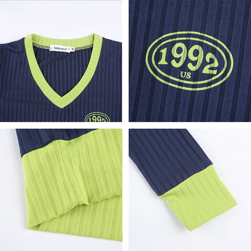 Crop Top Tee Colorblock Ribbed Harajuku Female Clothing Women's Shirt Autumn Korean Long Sleeve V Neck T-Shirt Streetwear
Crop Top Tee Colorblock Ribbed Harajuku Female Clothing Women's Shirt Autumn Korean Long Sleeve V Neck T-Shirt Streetwear