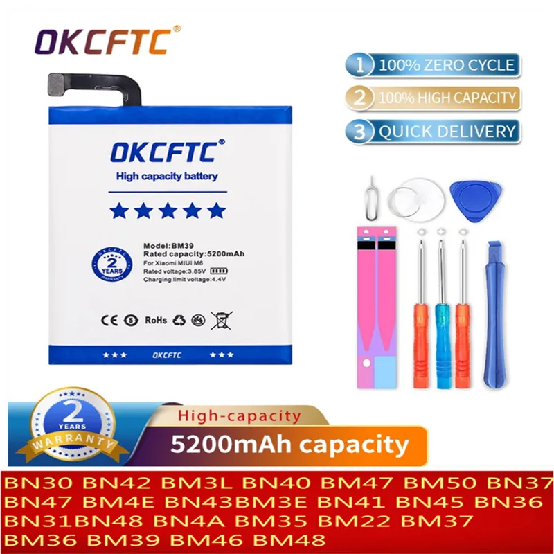 High capacity battery for Redmi Note Mi Max 2 A2 3 3S 4 4A 4C 4X Mix 5 5A 5X 5S 6 6X 7 8 9 Lite Plus Pocophone F1 Phone Battery
High capacity battery for Redmi Note Mi Max 2 A2 3 3S 4 4A 4C 4X Mix 5 5A 5X 5S 6 6X 7 8 9 Lite Plus Pocophone F1 Phone Battery