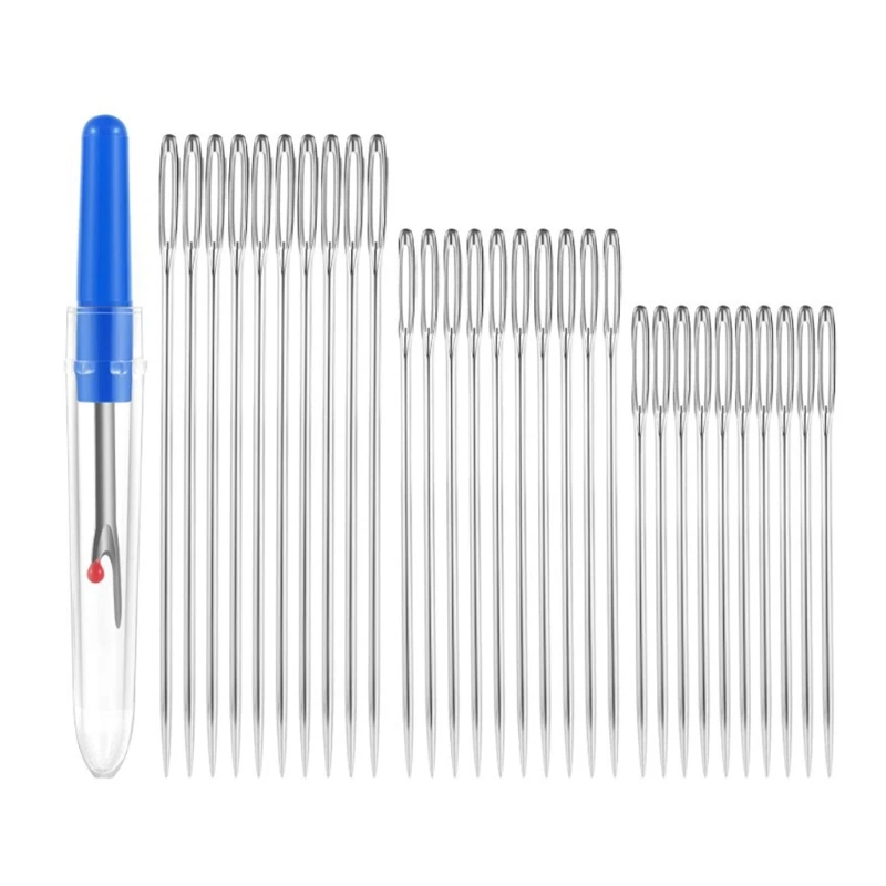 C5AD 30Pcs Sewing Needles Kit 3 Sizes Large Big Eye Embroidery Needle with Threader Thimble Thread Remover Storage Tube for DIY
C5AD 30Pcs Sewing Needles Kit 3 Sizes Large Big Eye Embroidery Needle with Threader Thimble Thread Remover Storage Tube for DIY