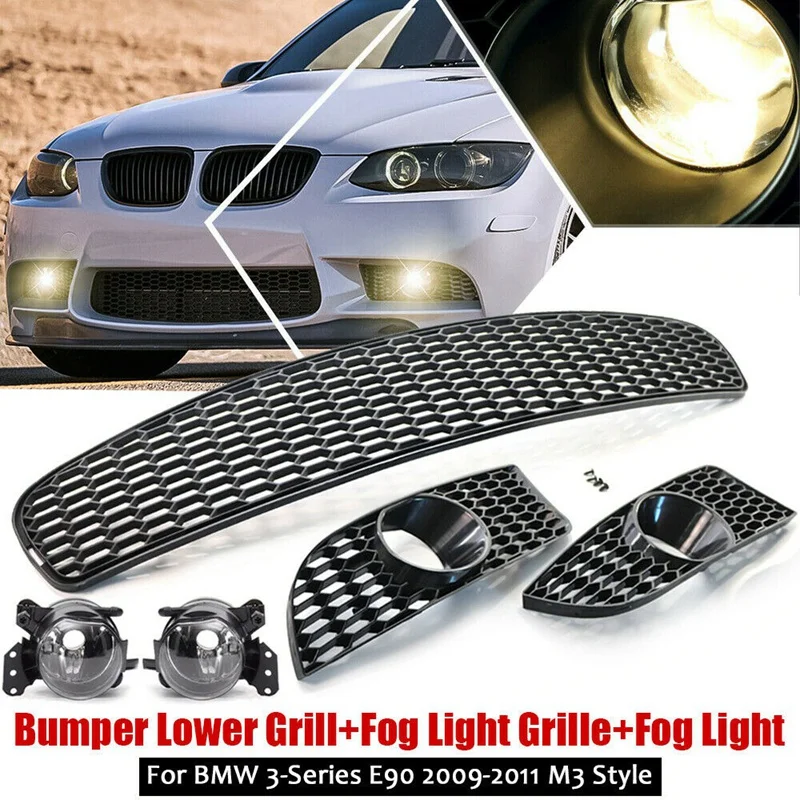 Front Lower Bumper Grille Fog Light Grill + Fog Lamp Kit for BMW 3-Series E90 E92 E93 2009-2011
Front Lower Bumper Grille Fog Light Grill + Fog Lamp Kit for BMW 3-Series E90 E92 E93 2009-2011
