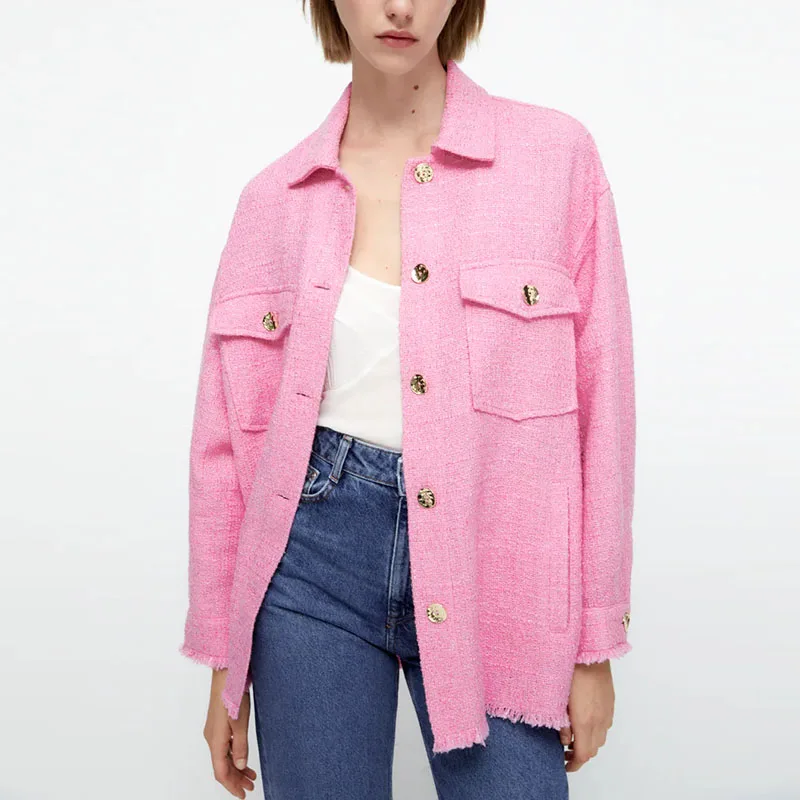 ZA Autumn Women Jacket 2021 New Solid Texture Casual Long Sleeve Lapel Single-breasted Coats Woolen Fashion Pocket Streetwear
ZA Autumn Women Jacket 2021 New Solid Texture Casual Long Sleeve Lapel Single-breasted Coats Woolen Fashion Pocket Streetwear