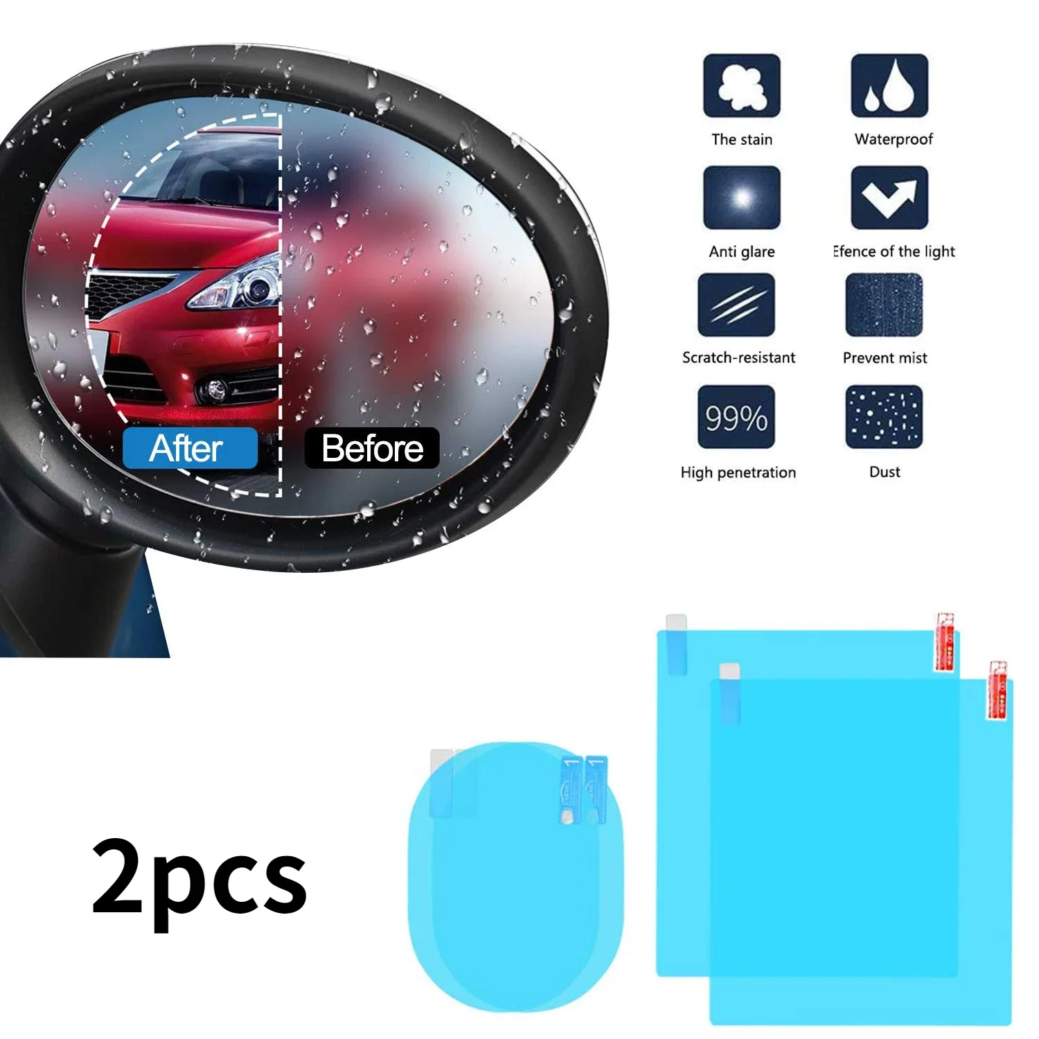 2Pcs Car Rearview Mirror Film Waterproof Anti-fog and Anti-glare Protection Car Mirror Car Window Transparent Film
2Pcs Car Rearview Mirror Film Waterproof Anti-fog and Anti-glare Protection Car Mirror Car Window Transparent Film
