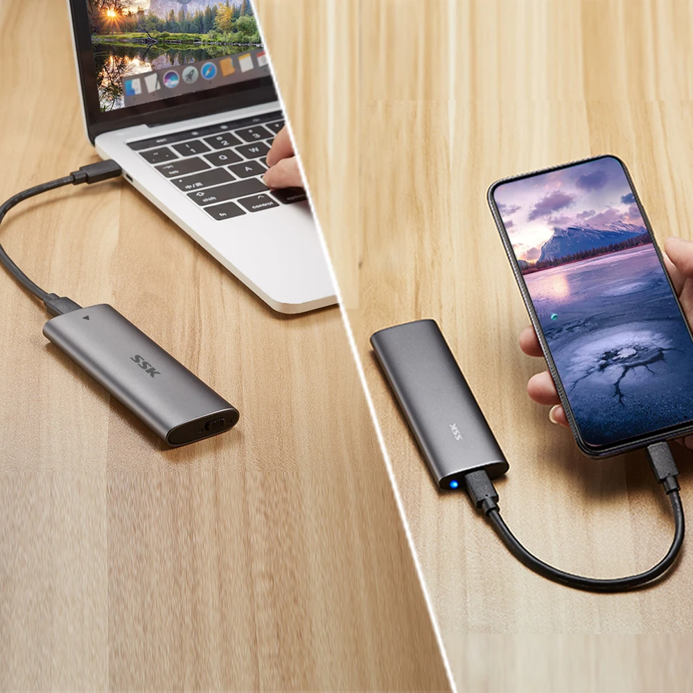 Корпус SSK M.2 для SSD-накопителя SATA/NVME USB Type C 3 1 адаптер SSD NVME PCIE M Key NGFF SATA B коробка
