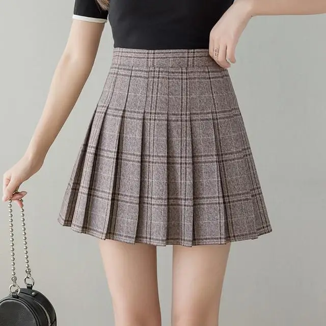 Plaid skirt please spring and summer high waist 2021 new A-shaped short children Sexy miniskirt | Женская одежда