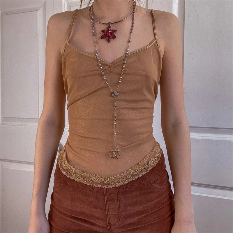 hirigin Khaki Mesh Sheer Camis Sweet Lace V-neck Slim Fit Crop Tops y2k Fairycore Grunge Retro Holiday Mini Vest Women Clothing
hirigin Khaki Mesh Sheer Camis Sweet Lace V-neck Slim Fit Crop Tops y2k Fairycore Grunge Retro Holiday Mini Vest Women Clothing