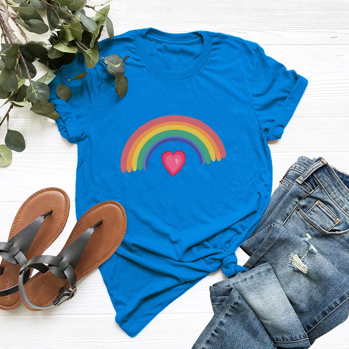 Summer Cotton T Shirt Women Colorful Rainbow and Heart Graphic Tees Short Sleeve Harajuku 5XL Plus Size T-Shirts Streetwear
Summer Cotton T Shirt Women Colorful Rainbow and Heart Graphic Tees Short Sleeve Harajuku 5XL Plus Size T-Shirts Streetwear