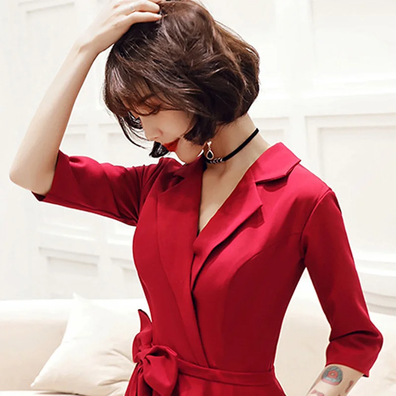 Formal Evening Gowns CR307 V-Neck Half Sleeve Banquet Dresses A-Line Pleat Elegant Vestidos Bow Tea-Length Burgundy Women Dress
Formal Evening Gowns CR307 V-Neck Half Sleeve Banquet Dresses A-Line Pleat Elegant Vestidos Bow Tea-Length Burgundy Women Dress