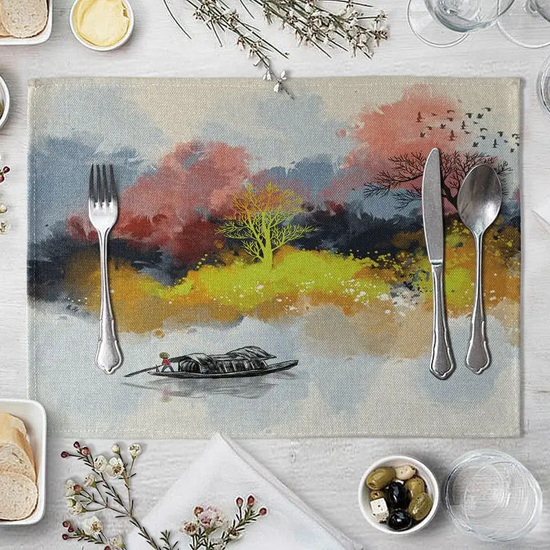 Landscape Dining Table Mat Chinese Style Table Napkin Dining Table Mountain Pattern Placemat Kitchen Tool Tableware Pad Coaster
Landscape Dining Table Mat Chinese Style Table Napkin Dining Table Mountain Pattern Placemat Kitchen Tool Tableware Pad Coaster