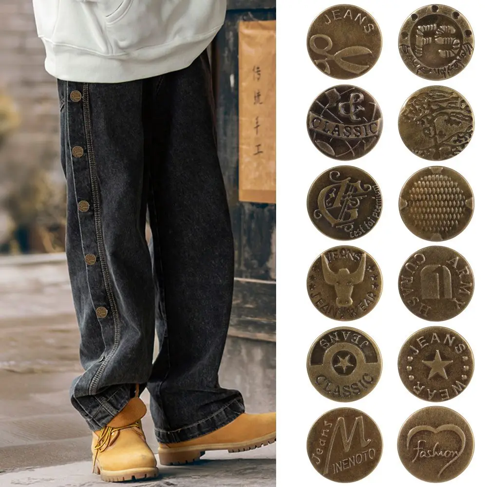 Пуговицы в стиле ретро, бронзовые джинсовые пуговицы с железной резьбой, не требует шитья, простота в использовании, без инструментов
Пуговицы в стиле ретро, бронзовые джинсовые пуговицы с железной резьбой, не требует шитья, простота в использовании, без инструментов