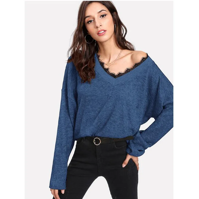 sexy women V-neck lace patchwork casual loose female solid knitting full sleeve pullover2020 winter cute sweater
sexy women V-neck lace patchwork casual loose female solid knitting full sleeve pullover2020 winter cute sweater