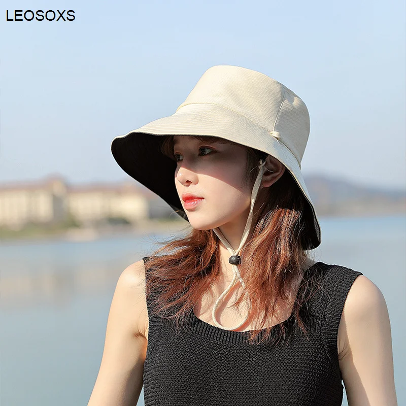 Double Sided Pure Color Fisherman's Hat Women's Korean Fashion Large Brim Windbreak Rope Bucket Hat Sunscreen Hats
Double Sided Pure Color Fisherman's Hat Women's Korean Fashion Large Brim Windbreak Rope Bucket Hat Sunscreen Hats