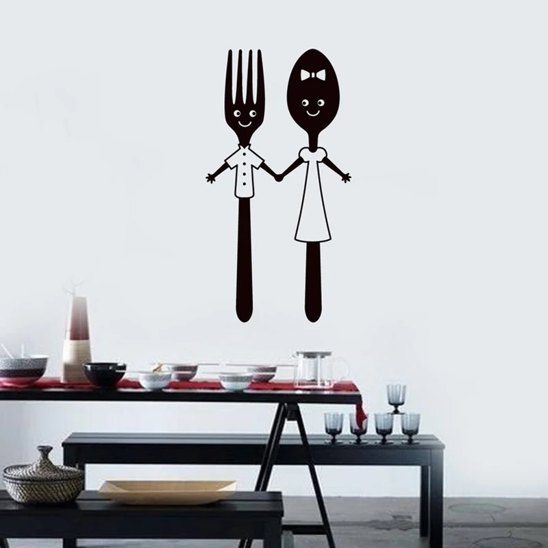 Ложка и вилка виниловая наклейка на стену забавная столовая Ресторан художественные наклейки росписи A4-045 
Ложка и вилка виниловая наклейка на стену забавная столовая Ресторан художественные наклейки росписи A4-045
