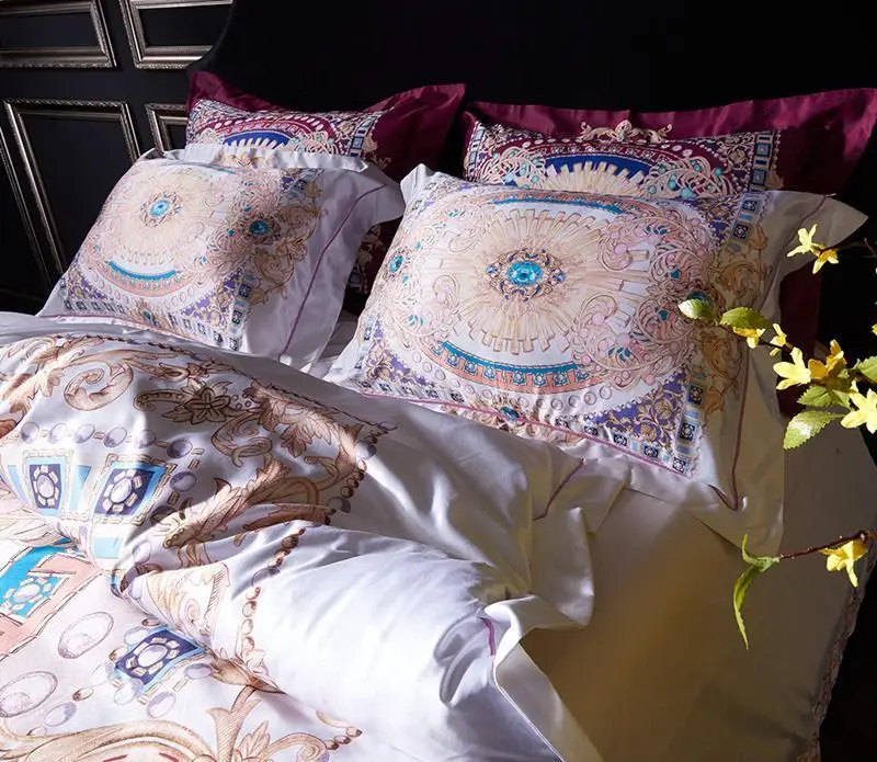 4pcs Luxury Silk Egypt Cotton Jacquard Palace Bedding Set digital printing Duvet cover set Bed Sheet Pillowcases Queen King size
4pcs Luxury Silk Egypt Cotton Jacquard Palace Bedding Set digital printing Duvet cover set Bed Sheet Pillowcases Queen King size