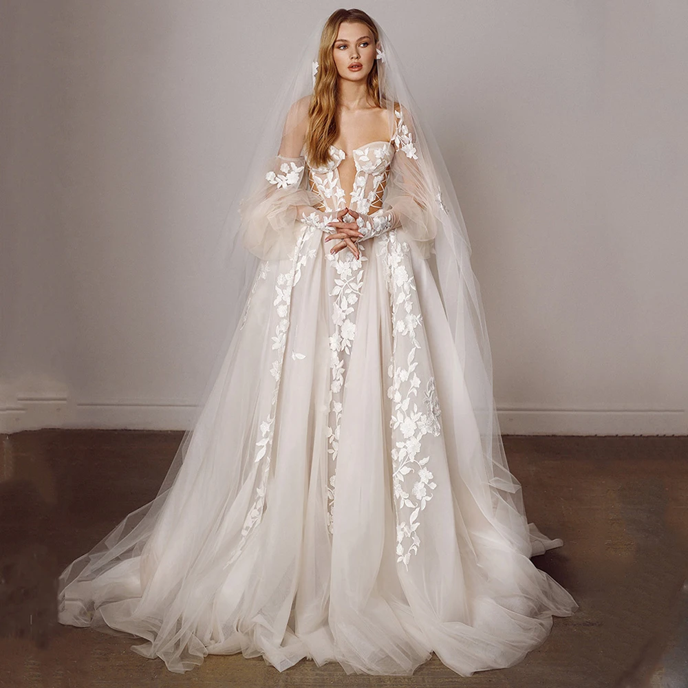 UETEEY Sweetheart Puff Sleeves Wedding Dress A-Line Flowers Lace Appliques Zipper Sweep Train Bridal Gowns 2021 Vestido De Noiva
UETEEY Sweetheart Puff Sleeves Wedding Dress A-Line Flowers Lace Appliques Zipper Sweep Train Bridal Gowns 2021 Vestido De Noiva