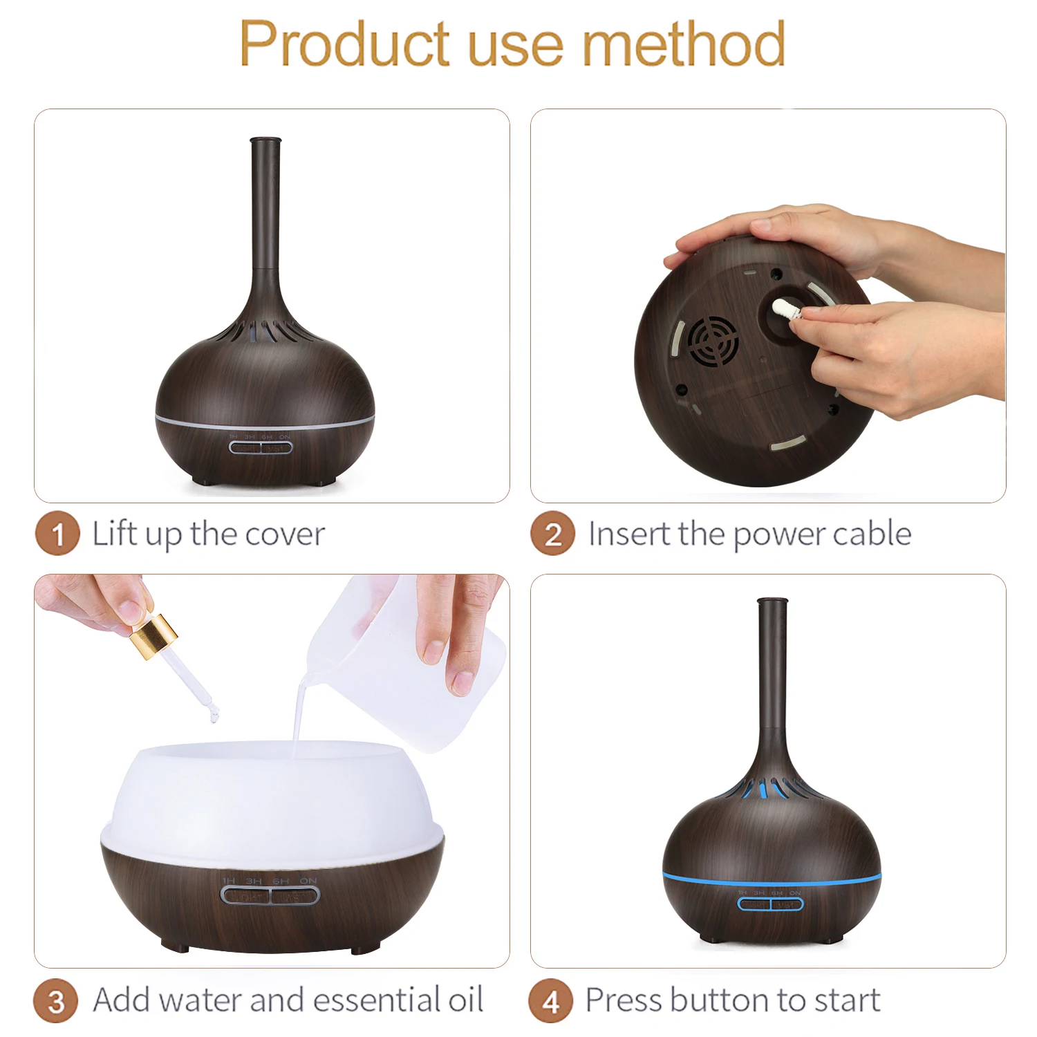 THANKSHARE 400ml Aromatherapy Essential Oil Diffuser Wood Grain Ultrasonic Air Humidifier Cool Mister With 7Color LED Light Home
THANKSHARE 400ml Aromatherapy Essential Oil Diffuser Wood Grain Ultrasonic Air Humidifier Cool Mister With 7Color LED Light Home