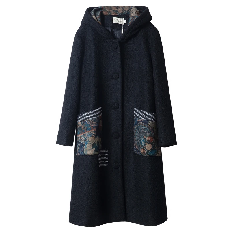Woolen overcoat women mid-length literary artistic casual loose printing large size hooded thick warm autumn winter outwear D341
Woolen overcoat women mid-length literary artistic casual loose printing large size hooded thick warm autumn winter outwear D341