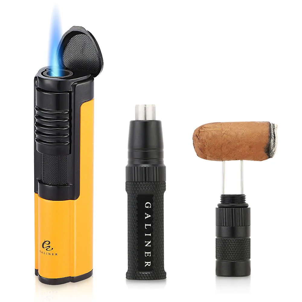 Galiner Gas Cigar Lighter Metal Detachable Pass Needle Drill Holder Cigar Punch Pocket Cigar Lighter Nubber Accessories Set 
Galiner Gas Cigar Lighter Metal Detachable Pass Needle Drill Holder Cigar Punch Pocket Cigar Lighter Nubber Accessories Set