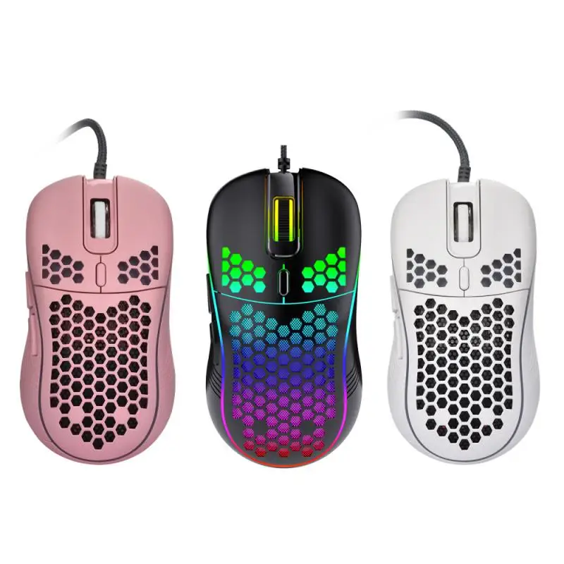 

Lightweight RGB Gaming Mouse 7200DPI Honeycomb Shell Ergonomic Mice With Ultra Weave Cable For Computer Gamer PC Desktop 2021