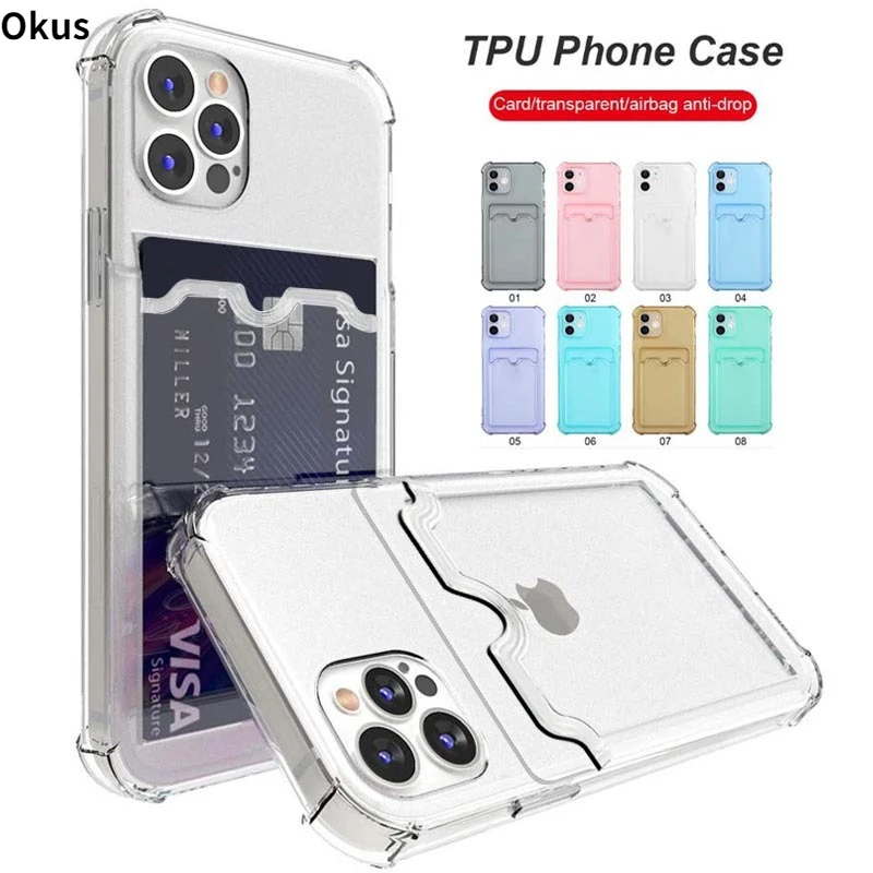 Shockproof Transparent Phone Case For iPhone 12Mini 13 12 11Pro Max X XS XR 7 8 Plus SE 2 Soft Silicone Wallet Cover Card Holder
Shockproof Transparent Phone Case For iPhone 12Mini 13 12 11Pro Max X XS XR 7 8 Plus SE 2 Soft Silicone Wallet Cover Card Holder