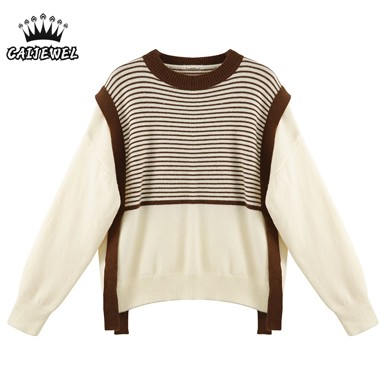 Stripe Women Sweater Winter Fashion Casual Crew Neck Korean Fashion Tops Ladies Plus Size Baggy Knitted Lazy Pullover Sweater
Stripe Women Sweater Winter Fashion Casual Crew Neck Korean Fashion Tops Ladies Plus Size Baggy Knitted Lazy Pullover Sweater