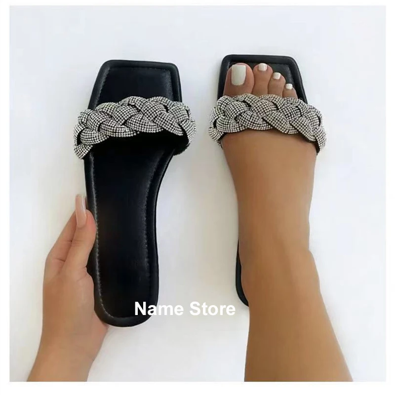 Summer Women's Flat Sandals Woven Rhinestone Slippers Open Toe Outdoor Fashion Handmade Beach Shoes Plus Size
Summer Women's Flat Sandals Woven Rhinestone Slippers Open Toe Outdoor Fashion Handmade Beach Shoes Plus Size
