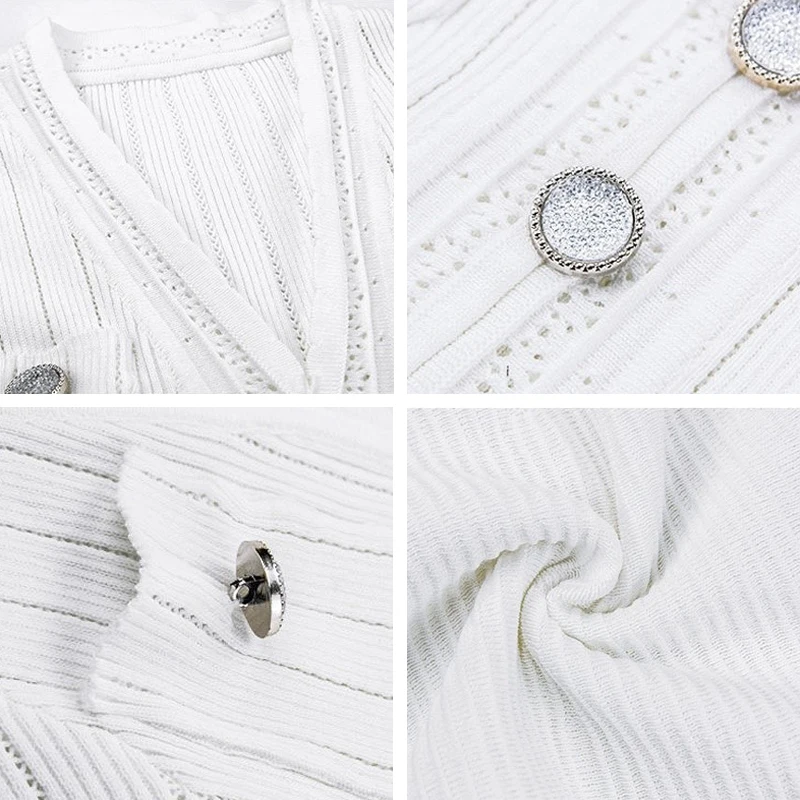 Summer Sexy V-Neck Short Sleeve Knitted Dress Women Elegant Hollow Out High Waist Slim Knee-Length Party Dress Korean Style 
Summer Sexy V-Neck Short Sleeve Knitted Dress Women Elegant Hollow Out High Waist Slim Knee-Length Party Dress Korean Style