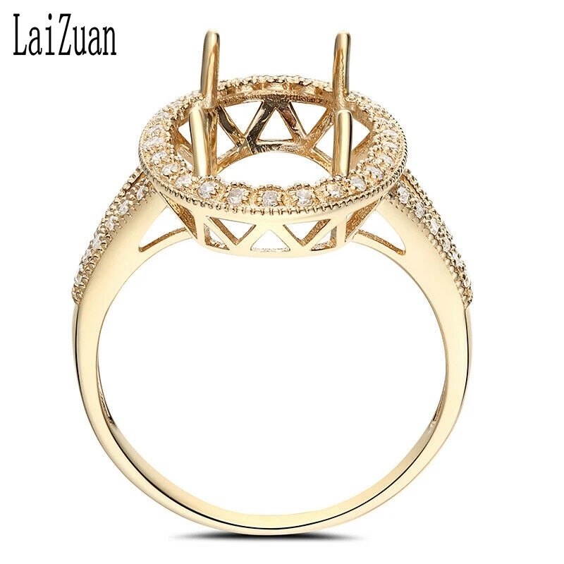 LaiZuan овальные 14x10 мм Твердые 10K розовое золото паве 0.3ct натуральный бриллиант