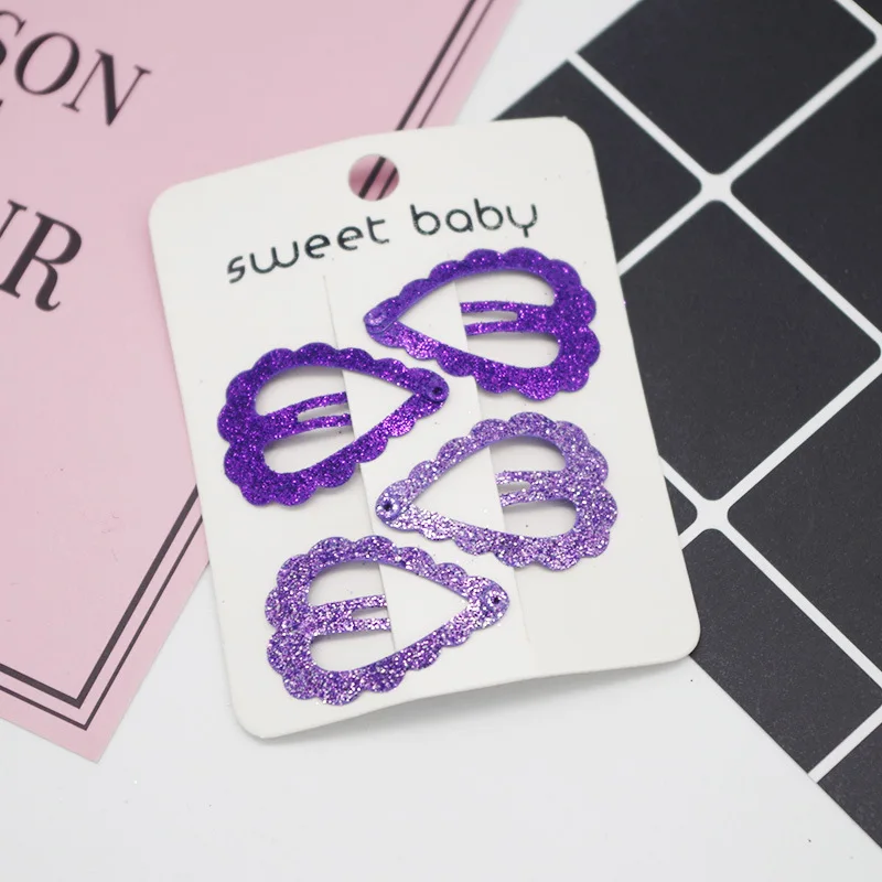 1 Set Heart Shape Shiny Frosted Hair Clips For Women Solid Color Jagged Hairpins Side Clip Accessories Girls Kids Gifts | Аксессуары для