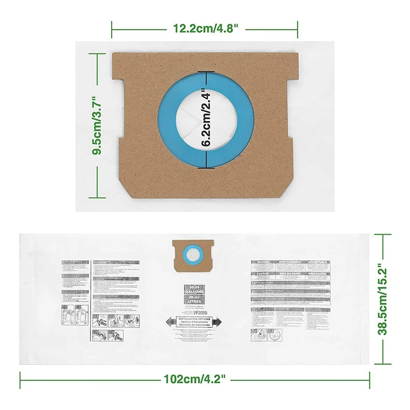 VF2005 Vacuum Collection Filter Bags + Replacement Filter for Shop-Vac 9066200 10-14 Gallon 90662 90350 90304 90333
VF2005 Vacuum Collection Filter Bags + Replacement Filter for Shop-Vac 9066200 10-14 Gallon 90662 90350 90304 90333