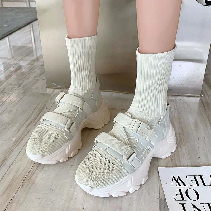 Knitted Platform Sneakers Women Sock Shoes Stretch Fabric Vulcanized Shoes Women Outdoor Casual Thick Sole Sneakers 2021
Knitted Platform Sneakers Women Sock Shoes Stretch Fabric Vulcanized Shoes Women Outdoor Casual Thick Sole Sneakers 2021