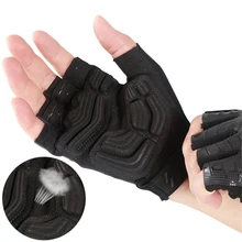 Half Finger Gloves MTB Cycling Non Slip Breathable Velcro Black Gloves Hard Wearing Outdoor Road Racing Riding Gloves Unisex