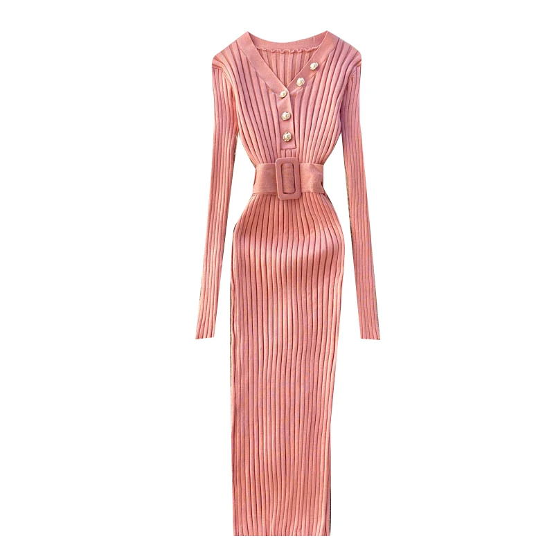 Spring Women Knitted Dress V-Neck Sexy Slim Elastic Basic Bodycon Dress Female Club Wear Solid Ribbed Elegant Midi Vestido
Spring Women Knitted Dress V-Neck Sexy Slim Elastic Basic Bodycon Dress Female Club Wear Solid Ribbed Elegant Midi Vestido