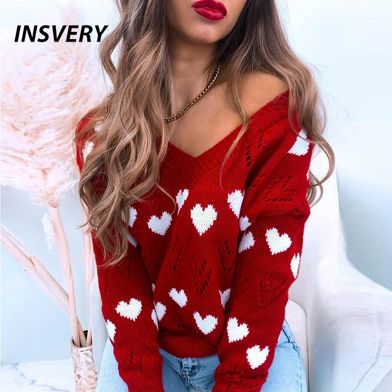 Autumn Winter Red Sweater Women V Neck Loose Tops Long Sleeve Women Sweater Soft Pullover Love Print Jumper Casual Sweaters
Autumn Winter Red Sweater Women V Neck Loose Tops Long Sleeve Women Sweater Soft Pullover Love Print Jumper Casual Sweaters