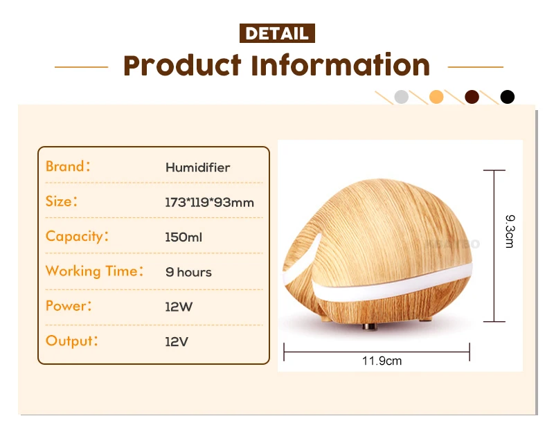 Aroma Diffuser150ml Aroma Essential Oil Diffuser Wood Grain Ultrasonic Cool Mist Humidifier for Office Home Bedroom Living Room
Aroma Diffuser150ml Aroma Essential Oil Diffuser Wood Grain Ultrasonic Cool Mist Humidifier for Office Home Bedroom Living Room
