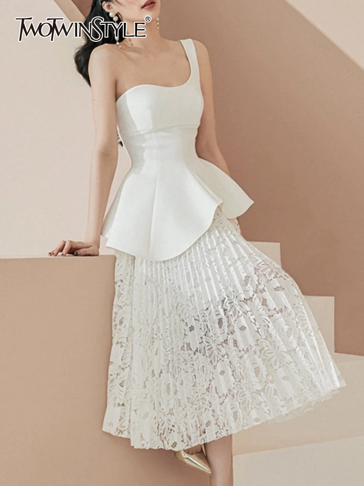 Женское платье без рукавов twotwin2, белое приталенное платье средней длины с диагональным воротником и высокой талией в Корейском стиле 
Женское платье без рукавов twotwin2, белое приталенное платье средней длины с диагональным воротником и высокой талией в Корейском стиле