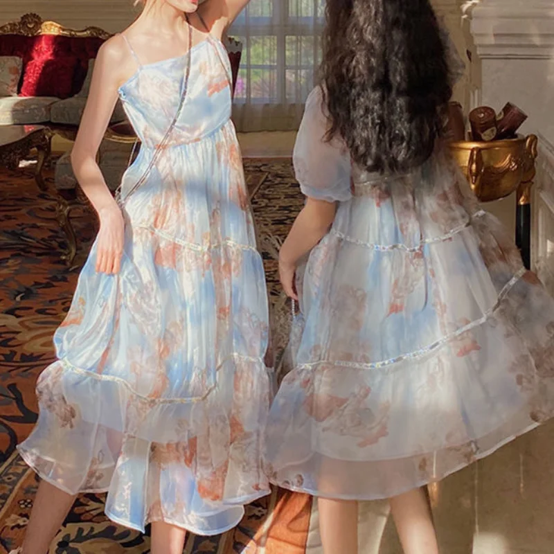 HOUZHOU Elegant Vintage Dress Women Summer Sexy Angel Print Fairy Dresses French Style Puff Sleeve Sundress Sweet Holiday Robe 
HOUZHOU Elegant Vintage Dress Women Summer Sexy Angel Print Fairy Dresses French Style Puff Sleeve Sundress Sweet Holiday Robe