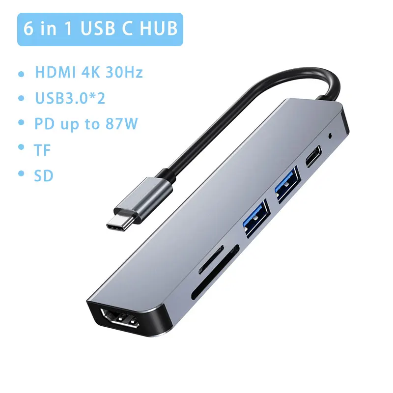 USB C-концентратор 6 в 1, HDMI, PD-зарядка, USB 3,0, SD, TF-кардридер, USB-разветвитель для Macbook Pro, Samsung Galaxy, USB-концентратор
USB C-концентратор 6 в 1, HDMI, PD-зарядка, USB 3,0, SD, TF-кардридер, USB-разветвитель для Macbook Pro, Samsung Galaxy, USB-концентратор