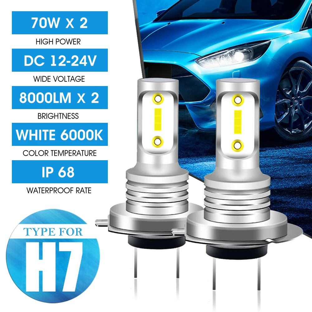 2pcs Car Headlight H7 Led 12v White 6000k Car White Lamp Bulbs 8000lm Auto Headlamps Car Styling Fog Light Bulbs
2pcs Car Headlight H7 Led 12v White 6000k Car White Lamp Bulbs 8000lm Auto Headlamps Car Styling Fog Light Bulbs