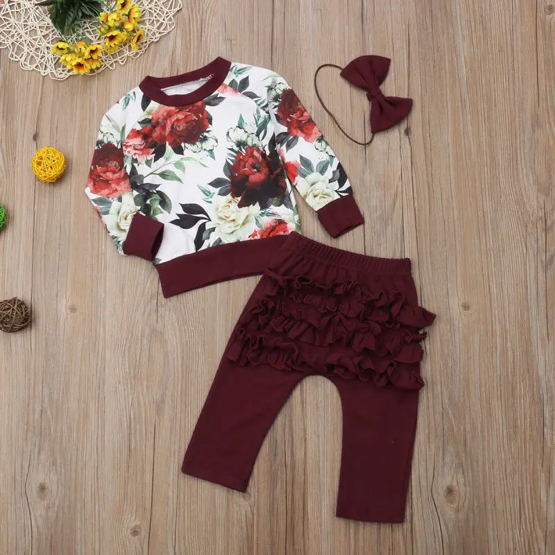 Newborn Infant Baby Girls Autumn Clothing 2020 Clothes Sets Floral Long Sleeve Pullover Sweatshirt Tops+Ruffles Pants+Headband 
Newborn Infant Baby Girls Autumn Clothing 2020 Clothes Sets Floral Long Sleeve Pullover Sweatshirt Tops+Ruffles Pants+Headband
