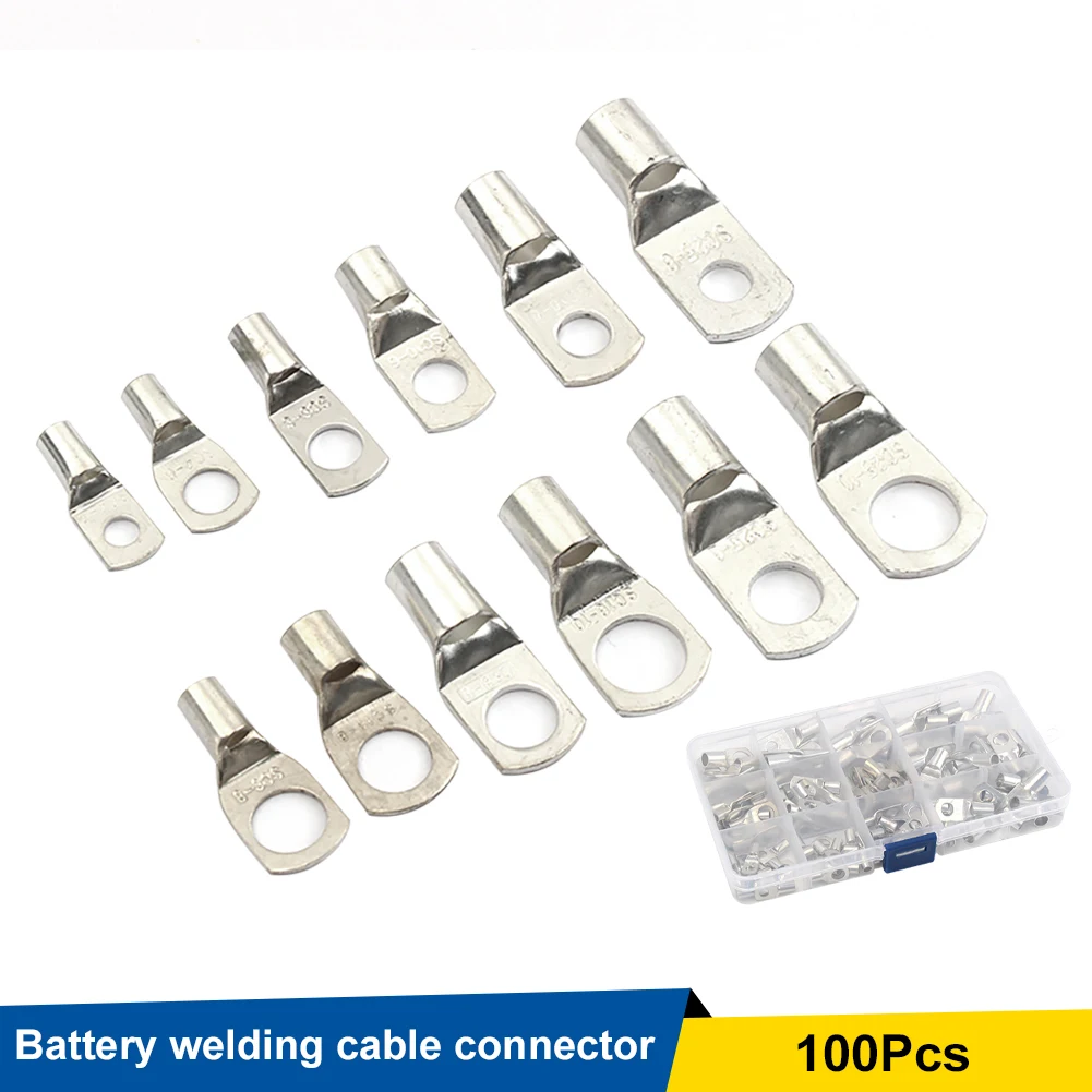 100pcs Wire Lugs Battery Auto Copper Tube Terminals Battery Welding Cable Lug Ring Crimp Connectors Kit Car Accessories Tools
100pcs Wire Lugs Battery Auto Copper Tube Terminals Battery Welding Cable Lug Ring Crimp Connectors Kit Car Accessories Tools