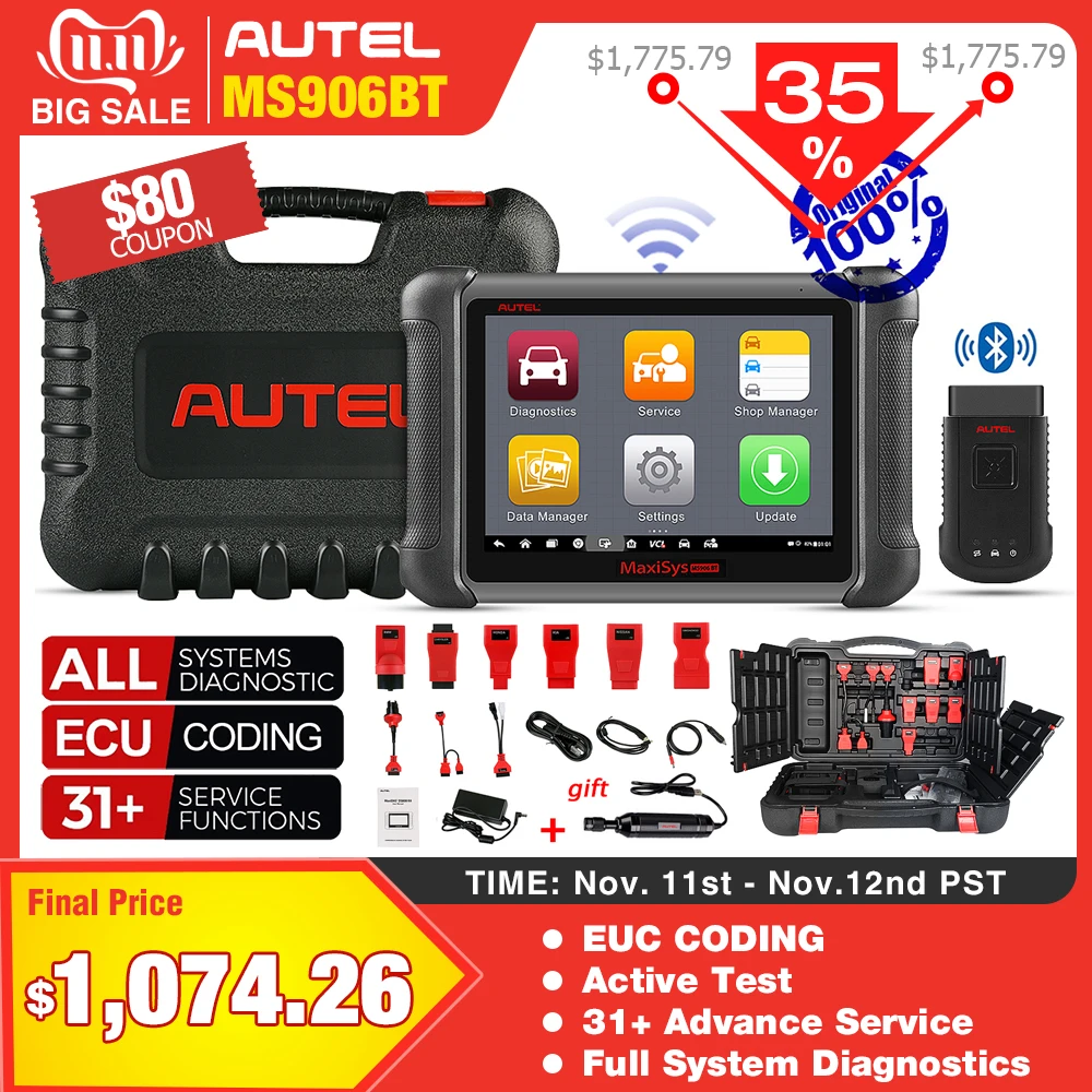 Диагностический сканер Autel Maxisys MS906BT PRO, супер-планшет с функцией кодирования ECU, OBD2, Bluetooth, MS908P
Диагностический сканер Autel Maxisys MS906BT PRO, супер-планшет с функцией кодирования ECU, OBD2, Bluetooth, MS908P