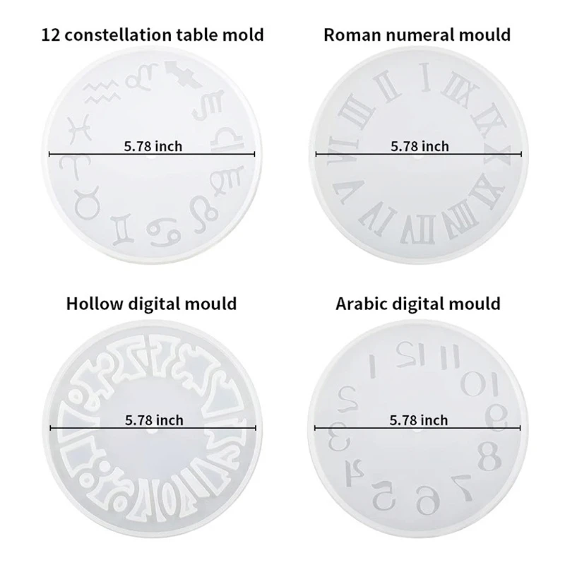 4Pcs Clock Resin Molds Arabic Roman Numerals Constellation Silicone Casting Epoxy Resin Mold Handmade Resin Craft Tools
4Pcs Clock Resin Molds Arabic Roman Numerals Constellation Silicone Casting Epoxy Resin Mold Handmade Resin Craft Tools