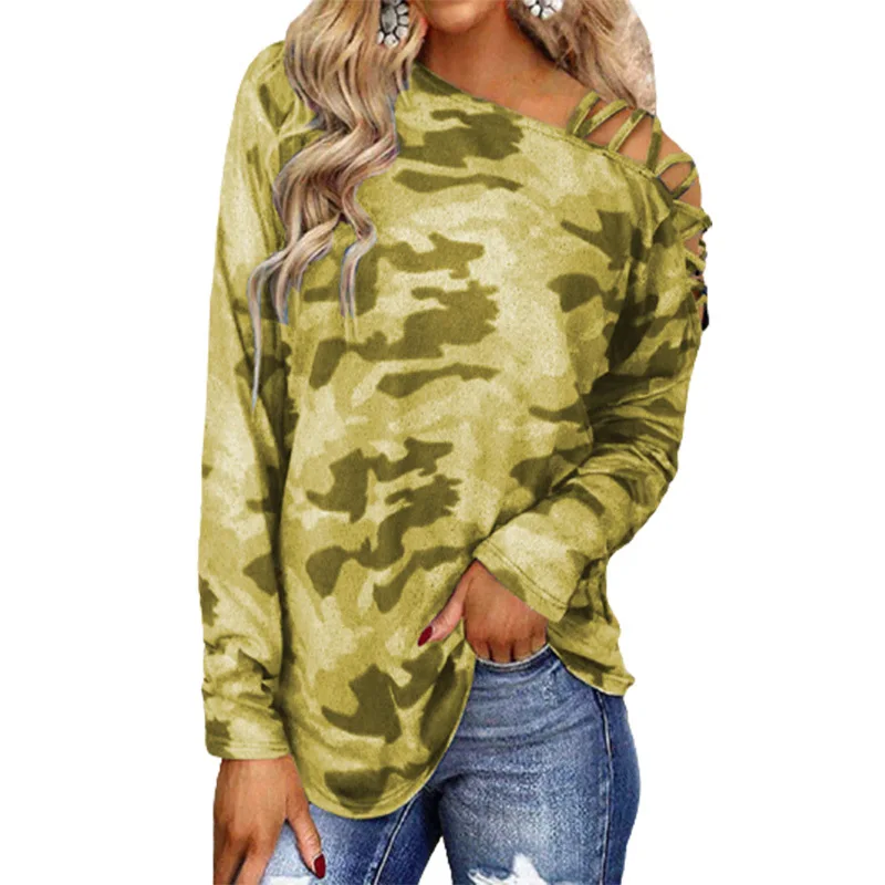 Fashion Autumn Clothing Women Bandage Cross Shoulder Sexy T Shirt Street Camouflage Print Tee Long Sleeve Ladies Tops Camisas
Fashion Autumn Clothing Women Bandage Cross Shoulder Sexy T Shirt Street Camouflage Print Tee Long Sleeve Ladies Tops Camisas