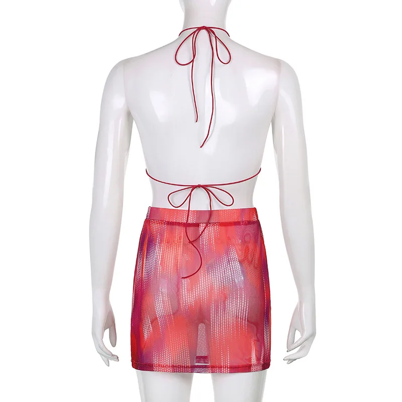Sling Hollow Vest Bra Thin Mini Skirt Set Ladies Women's New Summer Mesh Skirt Set Two-piece Women Floral Sling
Sling Hollow Vest Bra Thin Mini Skirt Set Ladies Women's New Summer Mesh Skirt Set Two-piece Women Floral Sling